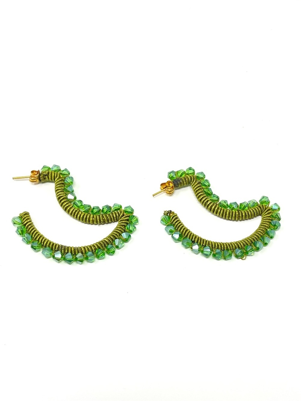 New Anthropologie Green Beaded Stone Earrings